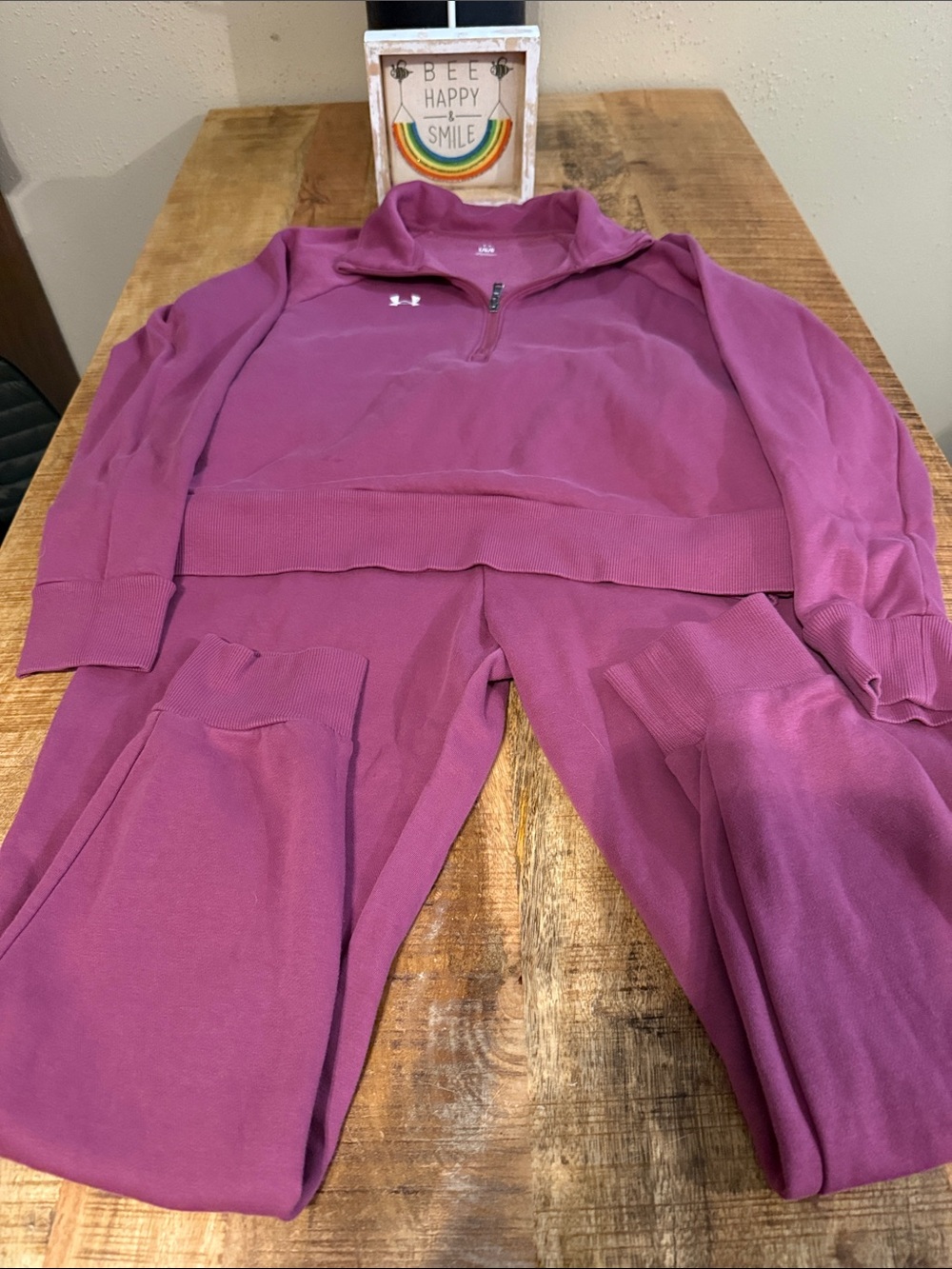 Under Armour Women's Plum Track Pants & Half-Zip Pullover Set